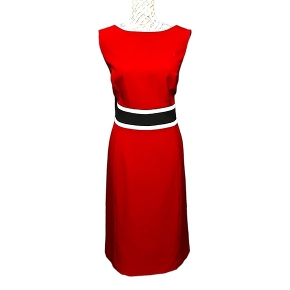 Black Label by Evan Picone Red Sheath Dress Size 14 - Picture 2 of 5